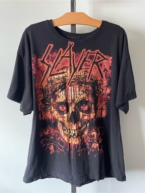 Slayer Band Tee Shirt Graphic Skull Crown of Thorns Black XL Hanes Heavyweight